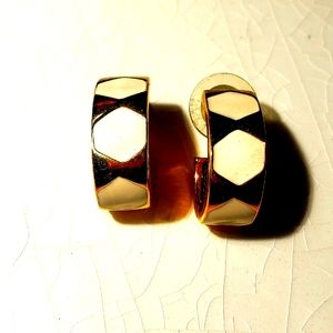 Vintage Napier thick gold half hoops with white hexagons